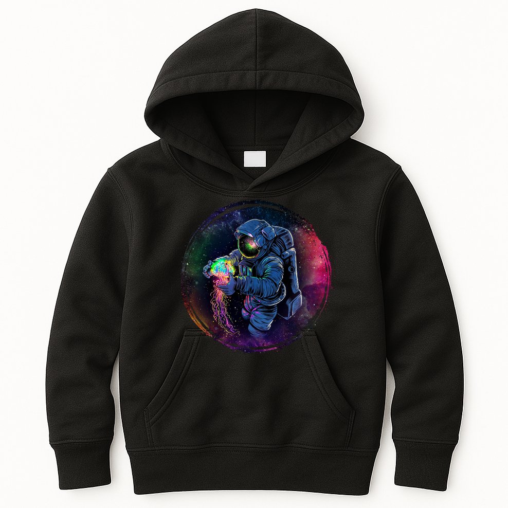 Cool Space Astronaut Jellyfish Galaxy Kids Hoodie