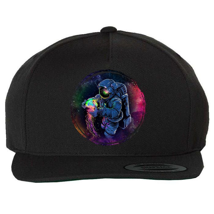 Cool Space Astronaut Jellyfish Galaxy Wool Snapback Cap