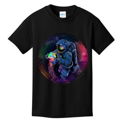 Cool Space Astronaut Jellyfish Galaxy Kids T-Shirt
