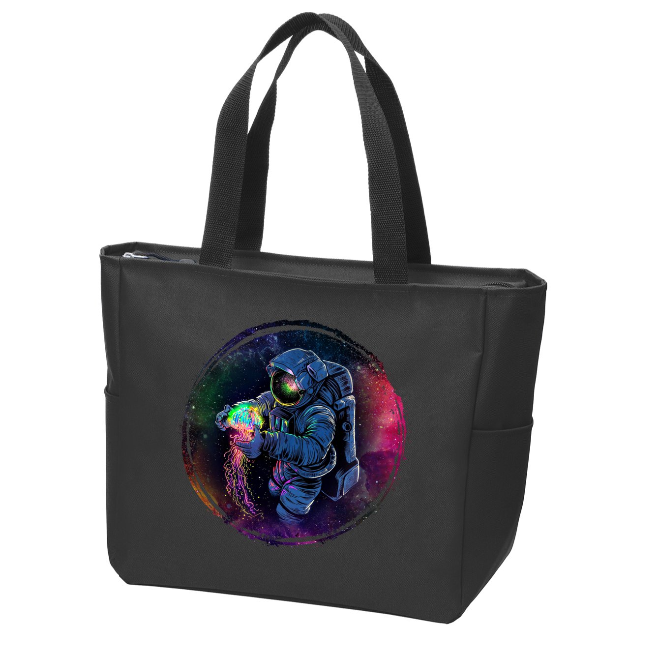 Cool Space Astronaut Jellyfish Galaxy Zip Tote Bag