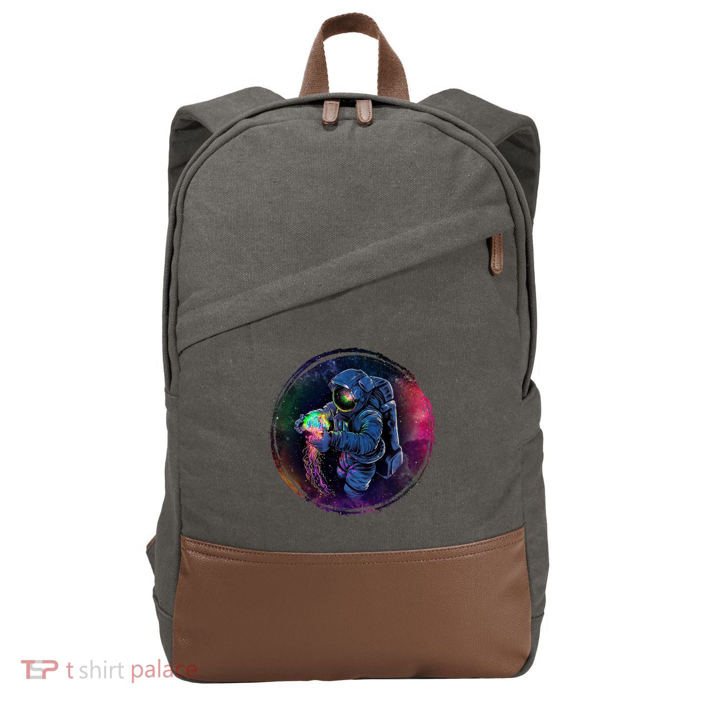 Cool Space Astronaut Jellyfish Galaxy Cotton Canvas Backpack
