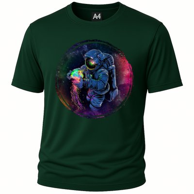 Cool Space Astronaut Jellyfish Galaxy Cooling Performance Crew T-Shirt