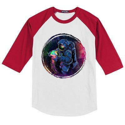 Cool Space Astronaut Jellyfish Galaxy Kids Colorblock Raglan Jersey