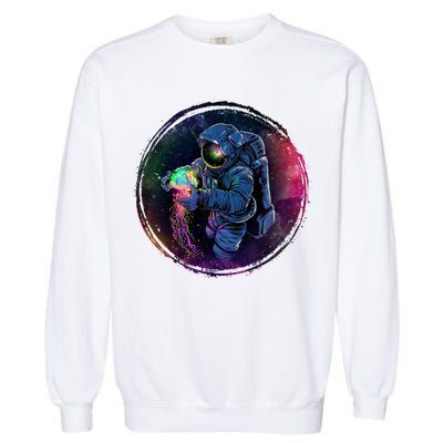 Cool Space Astronaut Jellyfish Galaxy Garment-Dyed Sweatshirt