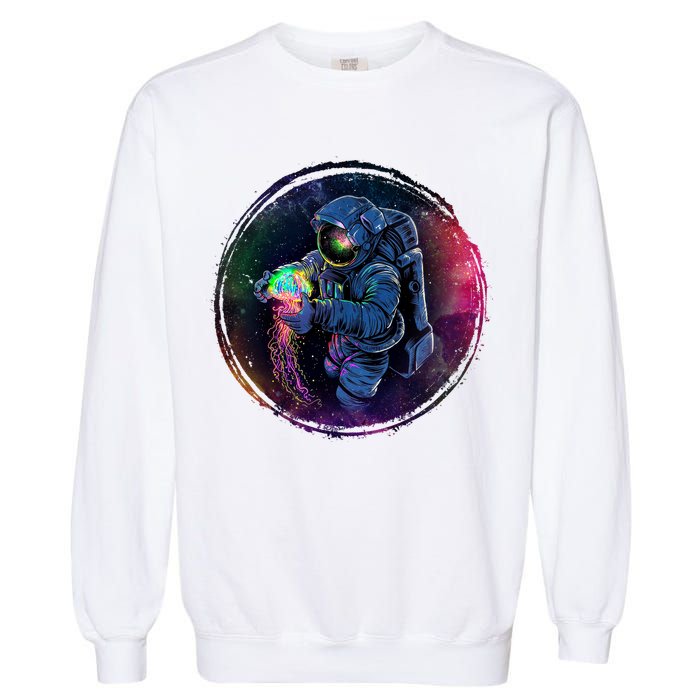 Cool Space Astronaut Jellyfish Galaxy Garment-Dyed Sweatshirt