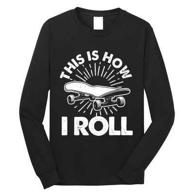 Cool Skateboard Art Boys Girls Skateboarding Long Sleeve Shirt