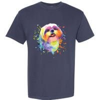 Colorful Splash Art Shih Tzu Portrait Shitzu Puppy Owner Garment-Dyed Heavyweight T-Shirt