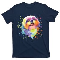 Colorful Splash Art Shih Tzu Portrait Shitzu Puppy Owner T-Shirt