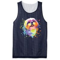 Colorful Splash Art Shih Tzu Portrait Shitzu Puppy Owner Mesh Reversible Basketball Jersey Tank