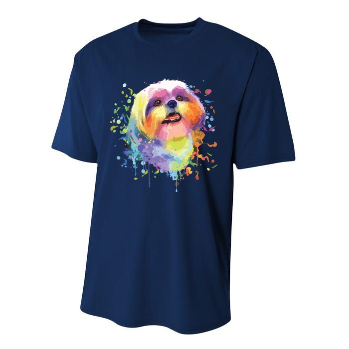 Colorful Splash Art Shih Tzu Portrait Shitzu Puppy Owner Performance Sprint T-Shirt