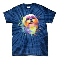 Colorful Splash Art Shih Tzu Portrait Shitzu Puppy Owner Tie-Dye T-Shirt