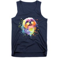 Colorful Splash Art Shih Tzu Portrait Shitzu Puppy Owner Tank Top