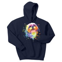 Colorful Splash Art Shih Tzu Portrait Shitzu Puppy Owner Kids Hoodie