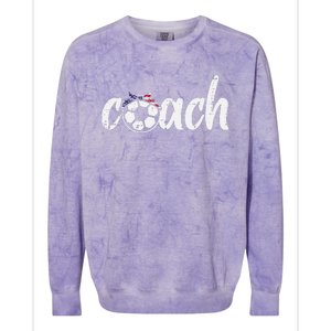 Coach Soccer American Flag Bandana Football  Mom Colorblast Crewneck Sweatshirt