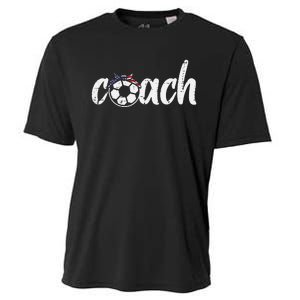 Coach Soccer American Flag Bandana Football  Mom Cooling Performance Crew T-Shirt