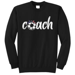 Coach Soccer American Flag Bandana Football  Mom Sweatshirt