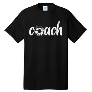 Coach Soccer American Flag Bandana Football  Mom Tall T-Shirt