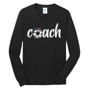 Coach Soccer American Flag Bandana Football  Mom Tall Long Sleeve T-Shirt