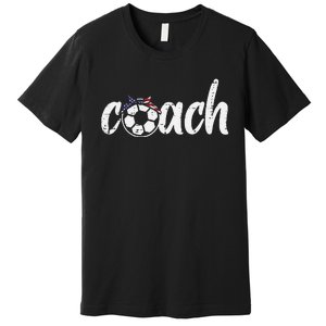 Coach Soccer American Flag Bandana Football  Mom Premium T-Shirt