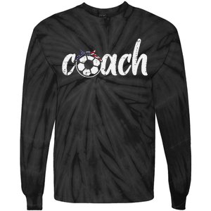 Coach Soccer American Flag Bandana Football  Mom Tie-Dye Long Sleeve Shirt