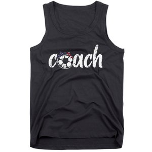 Coach Soccer American Flag Bandana Football  Mom Tank Top