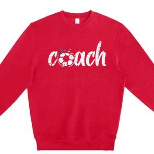 Coach Soccer American Flag Bandana Football  Mom Premium Crewneck Sweatshirt