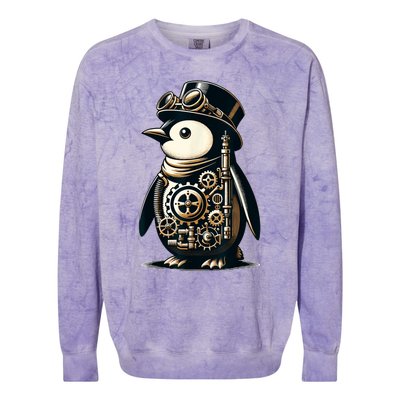 Cool Steampunk Aesthetic Penguin Lover Vintage Penguin Colorblast Crewneck Sweatshirt