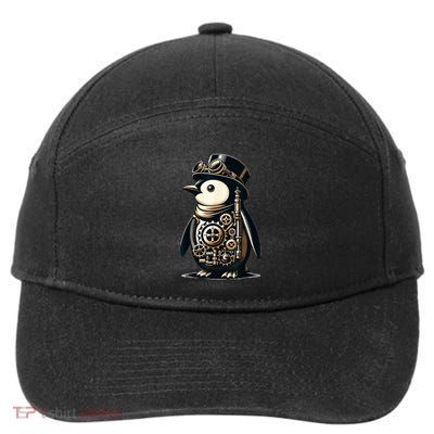 Cool Steampunk Aesthetic Penguin Lover Vintage Penguin 7-Panel Snapback Hat