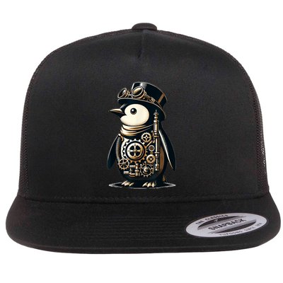 Cool Steampunk Aesthetic Penguin Lover Vintage Penguin Flatbill Hat