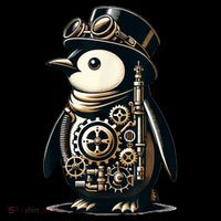 Cool Steampunk Aesthetic Penguin Lover Vintage Penguin Flatbill Hat