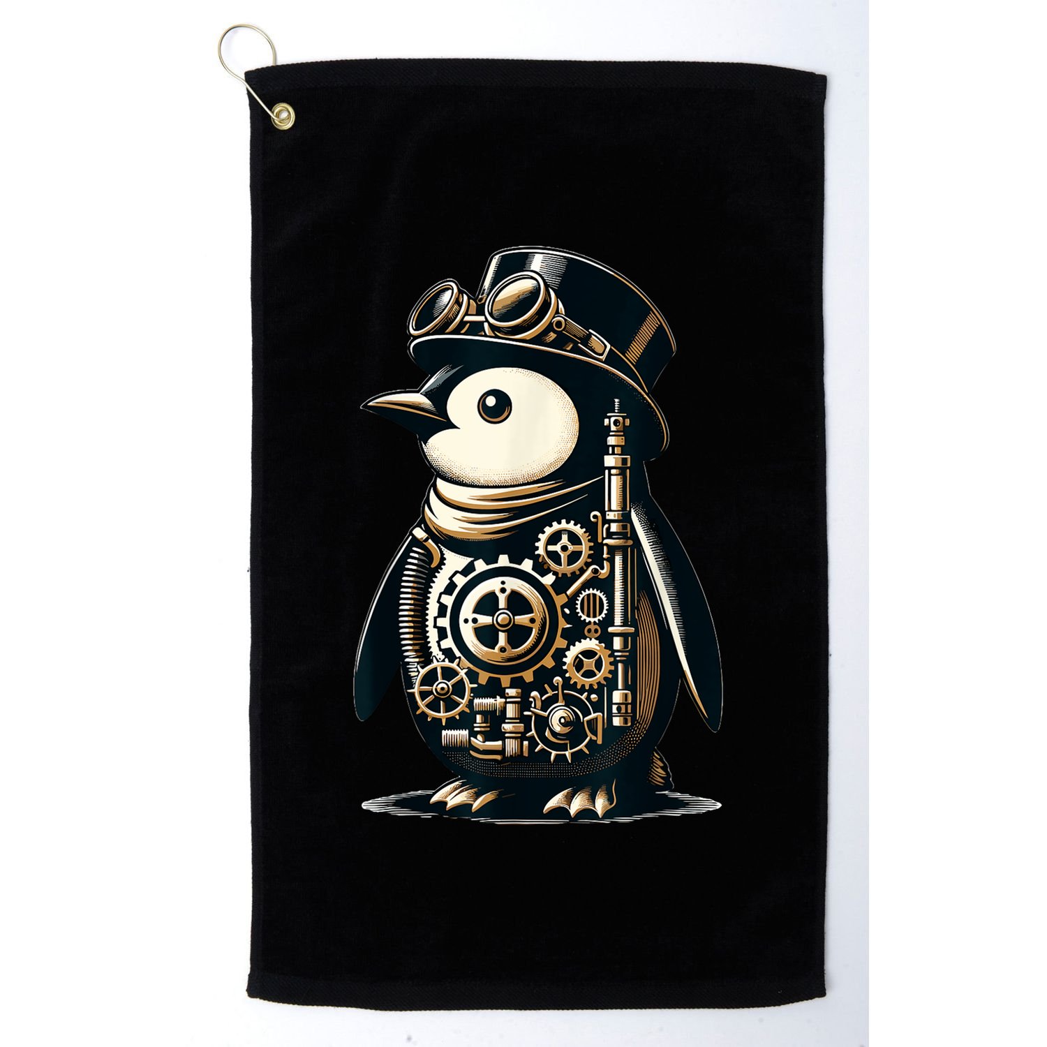 Cool Steampunk Aesthetic Penguin Lover Vintage Penguin Golf Towel