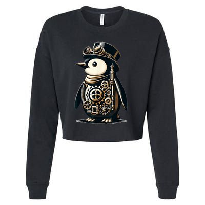 Cool Steampunk Aesthetic Penguin Lover Vintage Penguin Cropped Pullover Crew