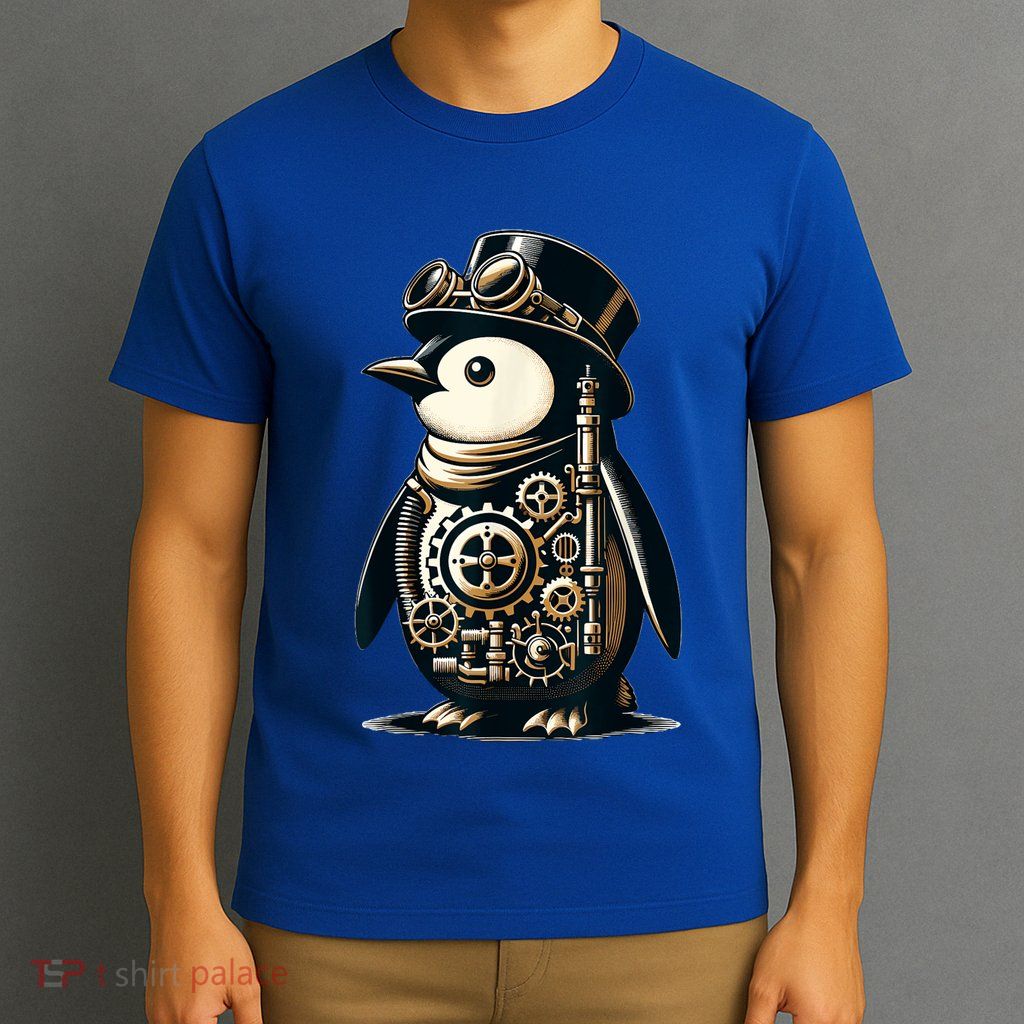 Cool Steampunk Aesthetic Penguin Lover Vintage Penguin T-Shirt