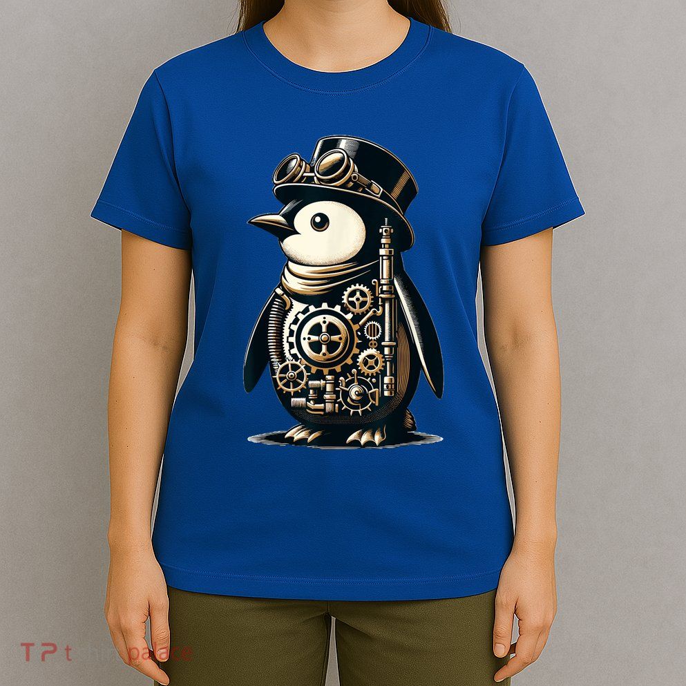 Cool Steampunk Aesthetic Penguin Lover Vintage Penguin T-Shirt