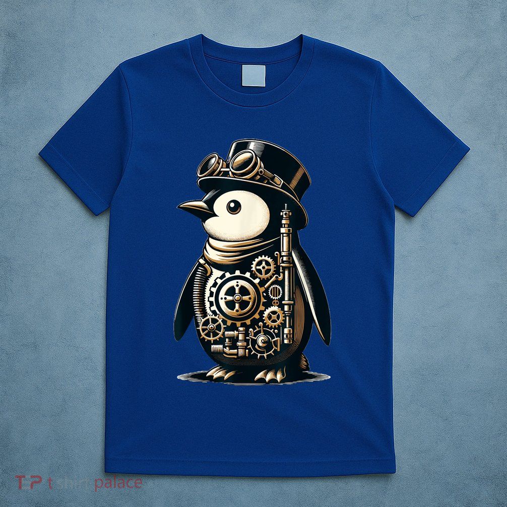 Cool Steampunk Aesthetic Penguin Lover Vintage Penguin T-Shirt