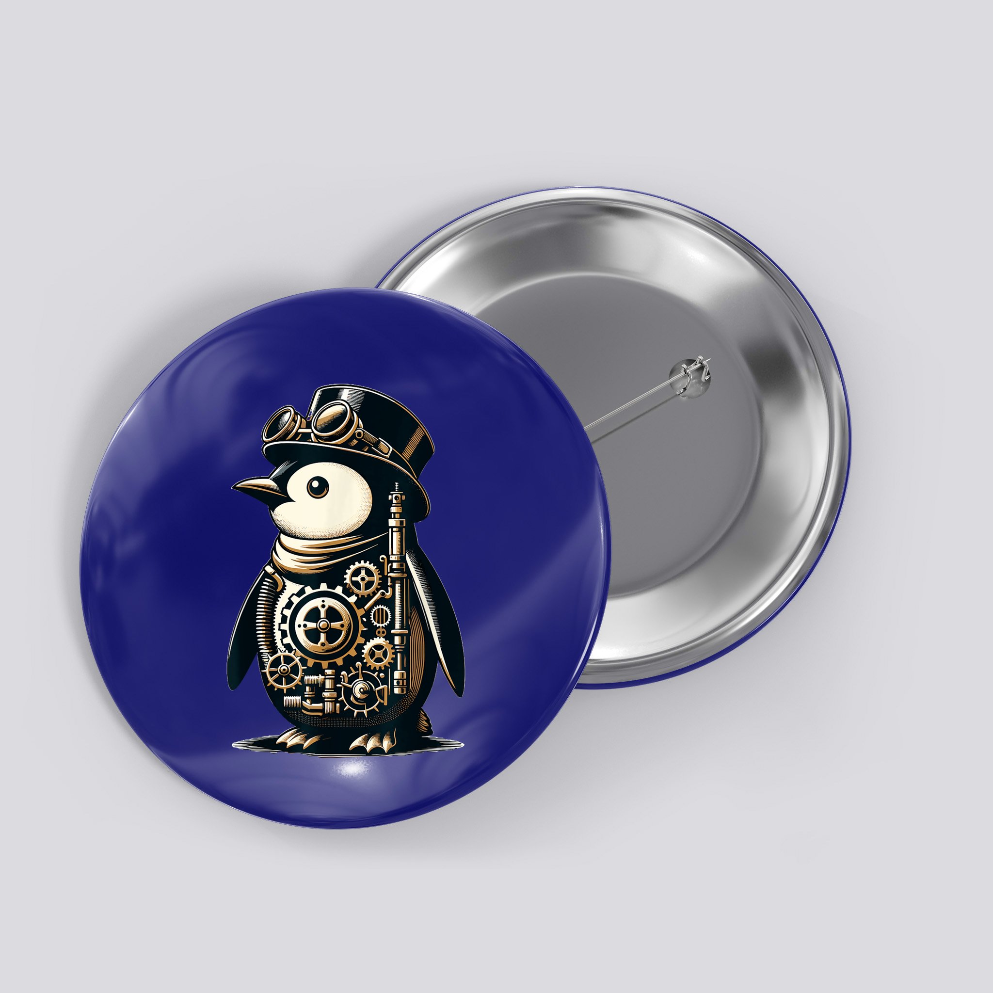 Cool Steampunk Aesthetic Penguin Lover Vintage Penguin Button