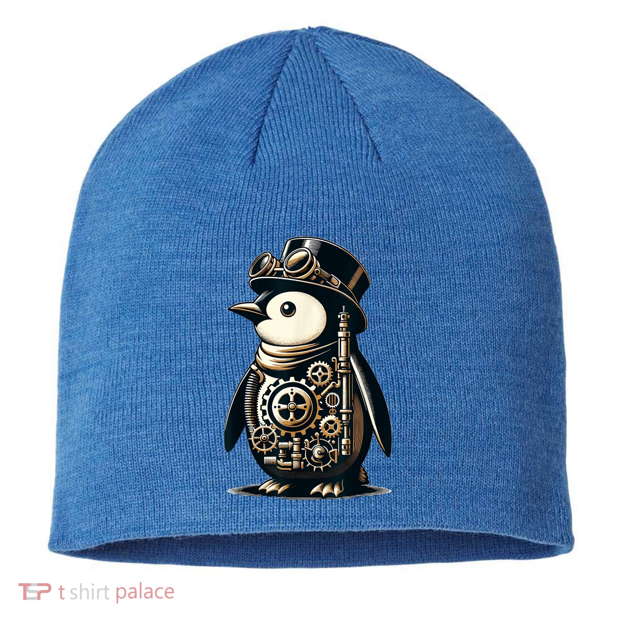 Cool Steampunk Aesthetic Penguin Lover Vintage Penguin Sustainable Beanie