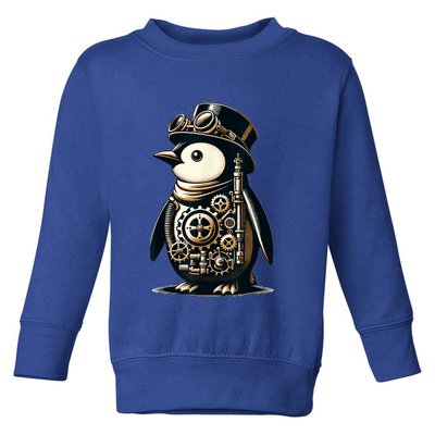 Cool Steampunk Aesthetic Penguin Lover Vintage Penguin Toddler Sweatshirt