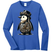 Cool Steampunk Aesthetic Penguin Lover Vintage Penguin Ladies Long Sleeve Shirt