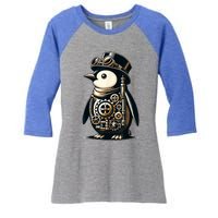 Cool Steampunk Aesthetic Penguin Lover Vintage Penguin Women's Tri-Blend 3/4-Sleeve Raglan Shirt