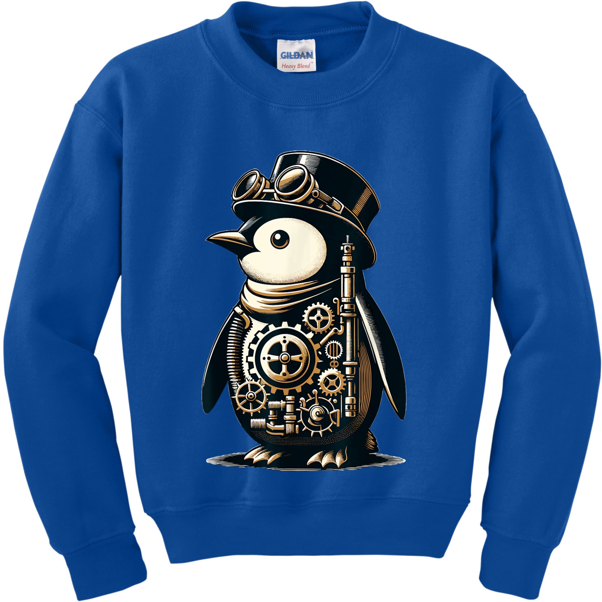 Cool Steampunk Aesthetic Penguin Lover Vintage Penguin Kids Sweatshirt