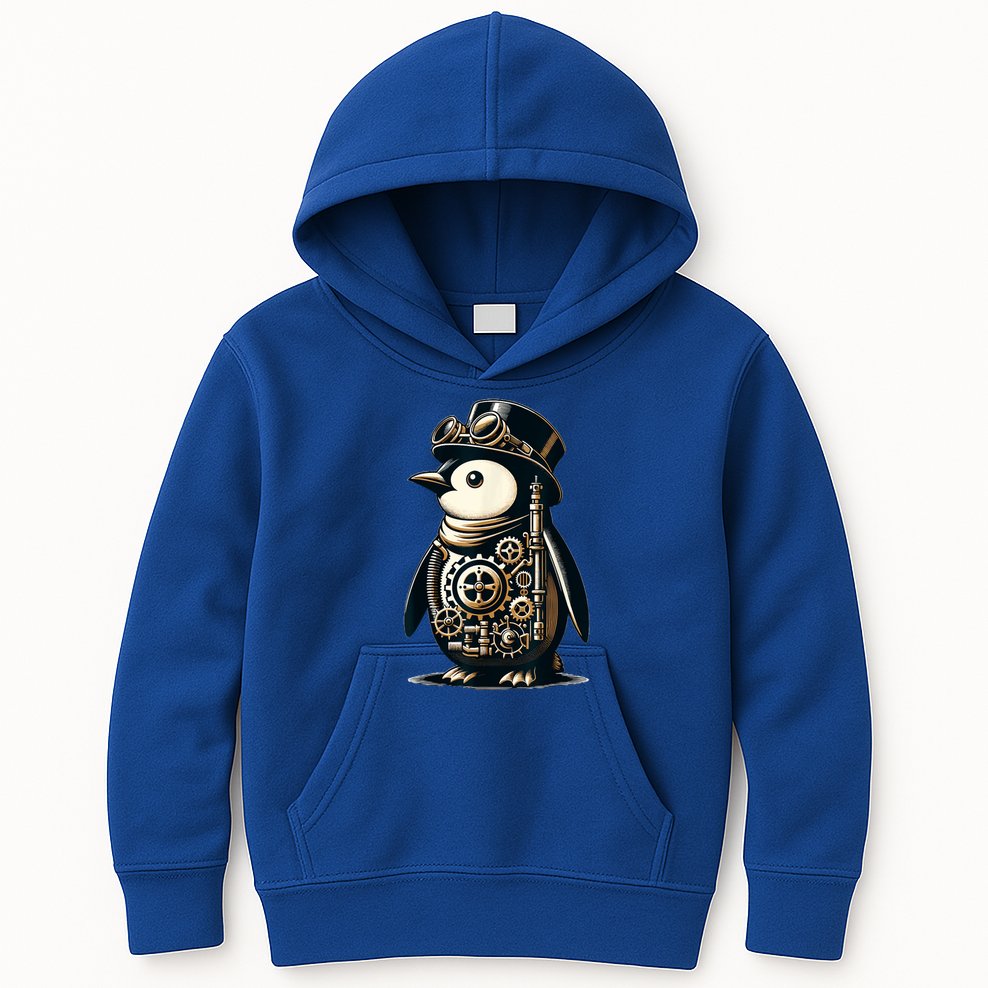 Cool Steampunk Aesthetic Penguin Lover Vintage Penguin Kids Hoodie