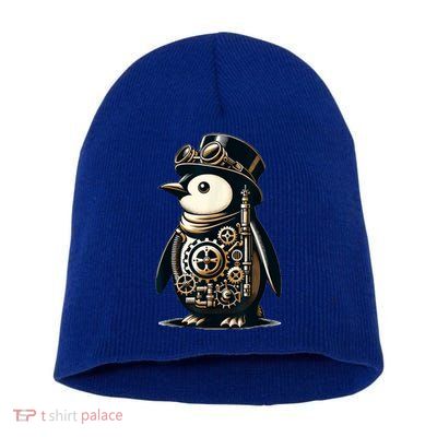 Cool Steampunk Aesthetic Penguin Lover Vintage Penguin Short Acrylic Beanie