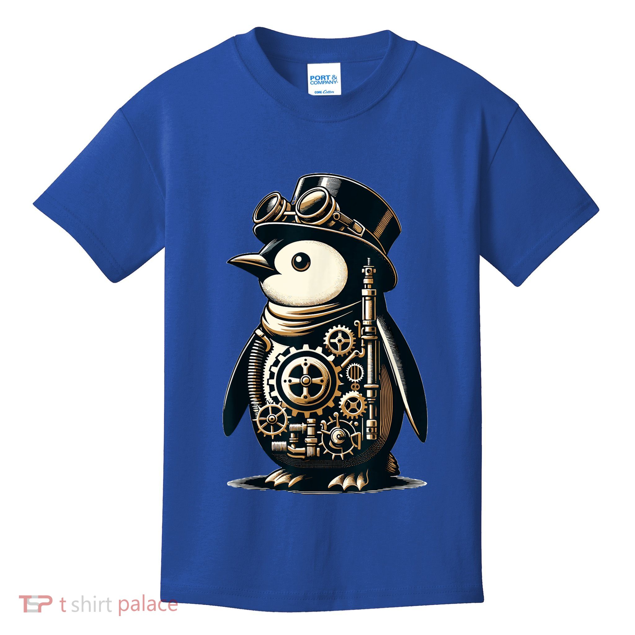 Cool Steampunk Aesthetic Penguin Lover Vintage Penguin Kids T-Shirt