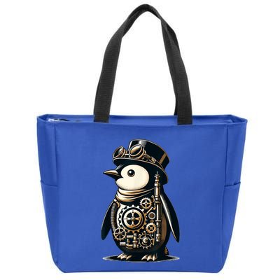 Cool Steampunk Aesthetic Penguin Lover Vintage Penguin Zip Tote Bag