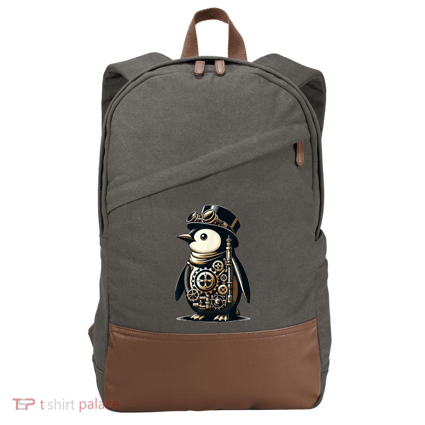 Cool Steampunk Aesthetic Penguin Lover Vintage Penguin Cotton Canvas Backpack