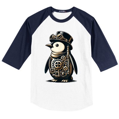 Cool Steampunk Aesthetic Penguin Lover Vintage Penguin Baseball Sleeve Shirt