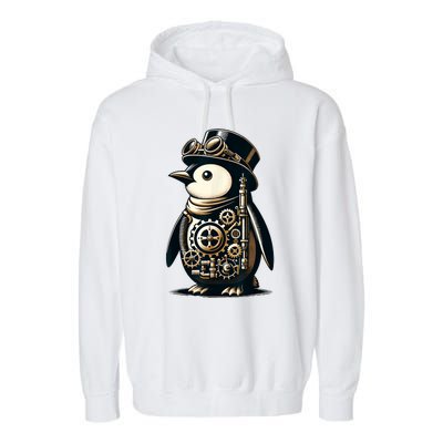 Cool Steampunk Aesthetic Penguin Lover Vintage Penguin Garment-Dyed Fleece Hoodie