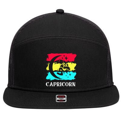 Capricorn Symbol Astrology Zodiac Sea Goat Star Sign 7 Panel Mesh Trucker Snapback Hat