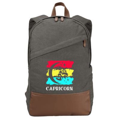 Capricorn Symbol Astrology Zodiac Sea Goat Star Sign Cotton Canvas Backpack